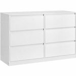 Casa si Gradina - Mobilier - Comode si corpuri - Comode - Comoda cu 6 sertare, design modern minimalist, PAL si MDF, 119x40x75 cm, alb - Infinity.ro