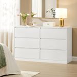 Casa si Gradina - Mobilier - Comode si corpuri - Comode - Comoda cu 6 sertare, design modern minimalist, PAL si MDF, 119x40x75 cm, alb - Infinity.ro