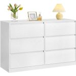 Casa si Gradina - Mobilier - Comode si corpuri - Comode - Comoda cu 6 sertare, design modern minimalist, PAL si MDF, 119x40x75 cm, alb - Infinity.ro