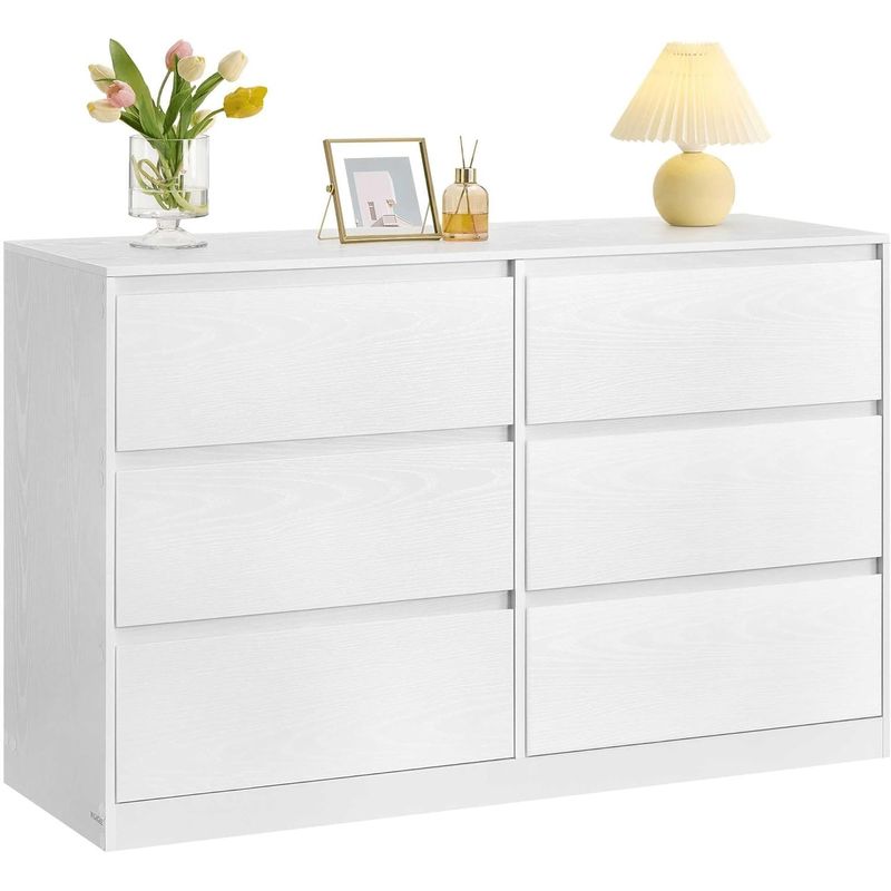 Casa si Gradina - Mobilier - Comode si corpuri - Comode - Comoda cu 6 sertare, design modern minimalist, PAL si MDF, 119x40x75 cm, alb - Infinity.ro