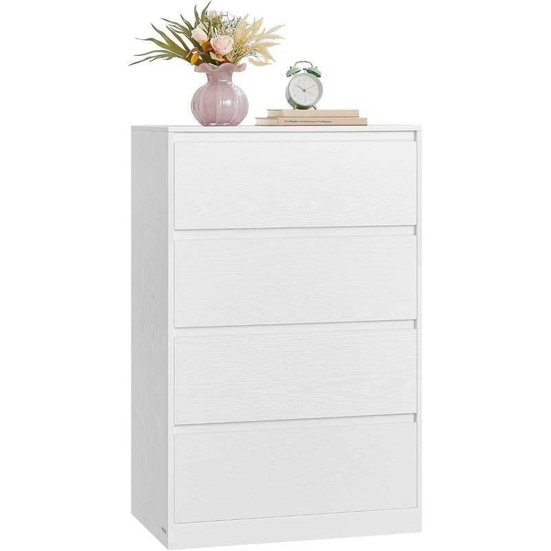 Casa si Gradina - Mobilier - Comode si corpuri - Comode - Comoda cu 4 sertare, design modern minimalist, PAL si MDF, 60x40x97 cm, alb - Infinity.ro