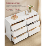 Casa si Gradina - Mobilier - Comode si corpuri - Comode - Comoda cu 6 sertare, design modern minimalist, PAL si MDF, 119x40x75 cm, alb - Infinity.ro