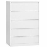 Casa si Gradina - Mobilier - Comode si corpuri - Comode - Comoda cu 5 sertare, design modern minimalist, PAL si MDF, 60x40x97 cm, alb - Infinity.ro