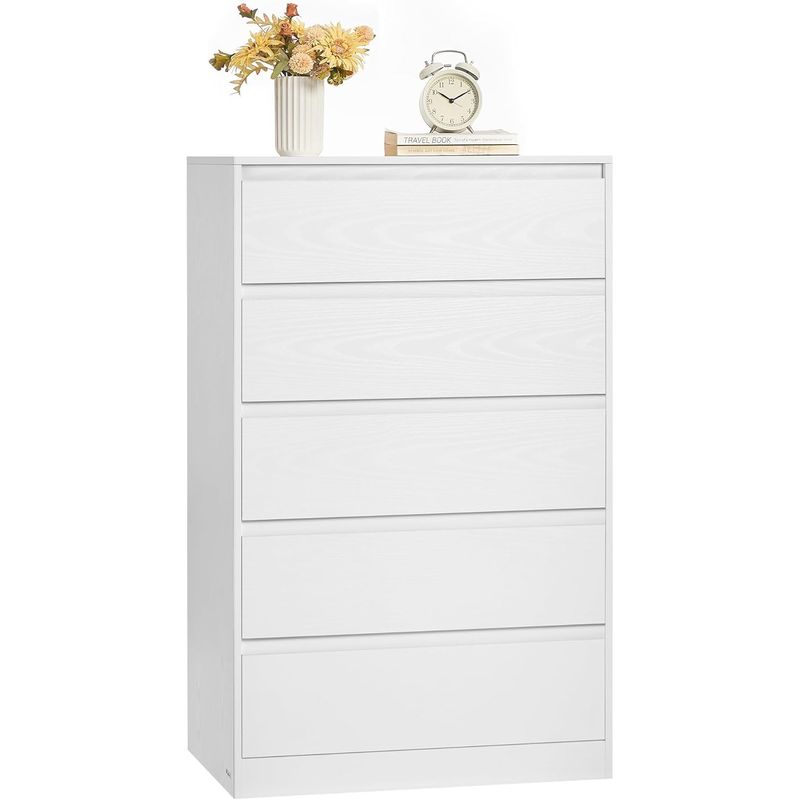 Casa si Gradina - Mobilier - Comode si corpuri - Comode - Comoda cu 5 sertare, design modern minimalist, PAL si MDF, 60x40x97 cm, alb - Infinity.ro