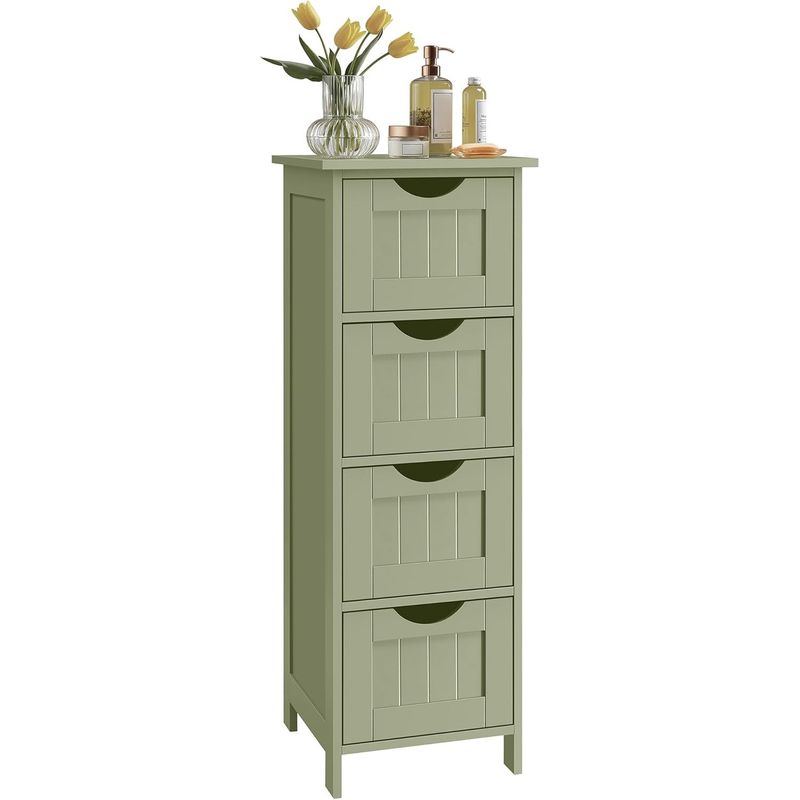 Casa si Gradina - Mobilier - Mobilier baie - Corpuri baie - Dulap de depozitare de podea pentru baie, din lemn cu 4 sertare, 30x30x82cm, verde - Infinity.ro