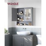 Casa si Gradina - Mobilier - Mobilier baie - Corpuri baie - Dulap de baie de perete cu oglinda, 2 usi, compartiment deschis, rafturi reglabile, 13x56x58cm, gri - Infinity.ro