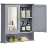 Casa si Gradina - Mobilier - Mobilier baie - Corpuri baie - Dulap de baie de perete cu oglinda, 2 usi, compartiment deschis, rafturi reglabile, 13x56x58cm, gri - Infinity.ro