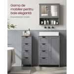 Casa si Gradina - Mobilier - Mobilier baie - Corpuri baie - Dulap de baie de perete cu oglinda, 2 usi, compartiment deschis, rafturi reglabile, 13x56x58cm, gri - Infinity.ro