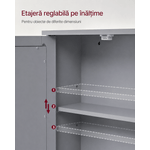 Casa si Gradina - Mobilier - Mobilier baie - Corpuri baie - Dulap de baie de perete cu oglinda, 2 usi, compartiment deschis, rafturi reglabile, 13x56x58cm, gri - Infinity.ro