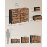 Casa si Gradina - Mobilier - Comode si corpuri - Comode - Comoda cu 7 sertare, cadru metalic si blat MDF, sertare textile, 99x30x74 cm, maro rustic - Infinity.ro