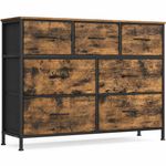 Casa si Gradina - Mobilier - Comode si corpuri - Comode - Comoda cu 7 sertare, cadru metalic si blat MDF, sertare textile, 99x30x74 cm, maro rustic - Infinity.ro