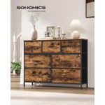 Casa si Gradina - Mobilier - Comode si corpuri - Comode - Comoda cu 7 sertare, cadru metalic si blat MDF, sertare textile, 99x30x74 cm, maro rustic - Infinity.ro