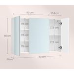 Casa si Gradina - Mobilier - Mobilier baie - Corpuri baie - Dulap pentru baie cu oglinda, 3 usi si rafturi reglabile, MDF, 90x15x60 cm, alb - Infinity.ro