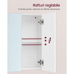 Casa si Gradina - Mobilier - Mobilier baie - Corpuri baie - Dulap pentru baie cu oglinda, 3 usi si rafturi reglabile, MDF, 90x15x60 cm, alb - Infinity.ro