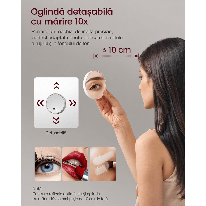 Casa si Gradina - Mobilier - Mobilier baie - Corpuri baie - Dulap pentru baie cu oglinda si iluminare LED reglabila, functie anti-abur, USB si prize integrate, 80x17x60 cm, alb - Infinity.ro