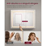 Casa si Gradina - Mobilier - Mobilier baie - Corpuri baie - Dulap pentru baie cu oglinda si iluminare LED reglabila, functie anti-abur, USB si prize integrate, 80x17x60 cm, alb - Infinity.ro