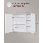 Casa si Gradina - Mobilier - Mobilier baie - Corpuri baie - Dulap pentru baie cu oglinda si iluminare LED reglabila, functie anti-abur, USB si prize integrate, 80x17x60 cm, alb - Infinity.ro