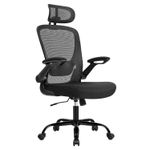 Casa si Gradina - Mobilier - Scaune si fotolii - Scaune - Scaun birou ergonomic cu tetiera, suport lombar reglabil si cotiere rabatabile, 64x64x130 cm, negru - Infinity.ro