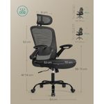 Casa si Gradina - Mobilier - Scaune si fotolii - Scaune - Scaun birou ergonomic cu tetiera, suport lombar reglabil si cotiere rabatabile, 64x64x130 cm, negru - Infinity.ro