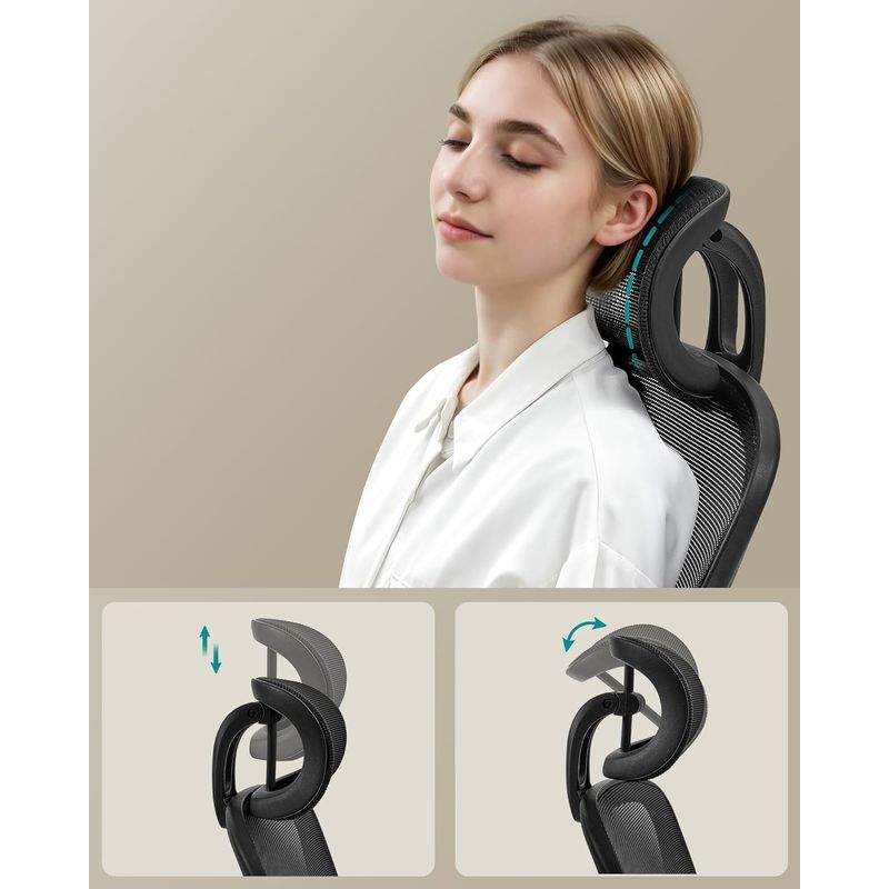 Casa si Gradina - Mobilier - Scaune si fotolii - Scaune - Scaun birou ergonomic cu tetiera, suport lombar reglabil si cotiere rabatabile, 64x64x130 cm, negru - Infinity.ro