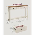 Casa si Gradina - Mobilier - Mese si birouri - Masute de cafea - Masa tip consola cu 3 sertare si raft inferior, MDF si lemn masiv cu aspect hambar, 120x24x76 cm, alb rustic si maro - Infinity.ro