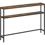 Casa si Gradina - Mobilier - Mese si birouri - Masute de cafea - Masa tip consola ingusta cu 2 rafturi, cadru metalic, stil industrial, 120x20x80 cm, maro rustic - Infinity.ro