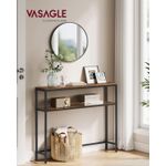 Casa si Gradina - Mobilier - Mese si birouri - Masute de cafea - Masa tip consola ingusta cu 2 rafturi, cadru metalic, stil industrial, 120x20x80 cm, maro rustic - Infinity.ro