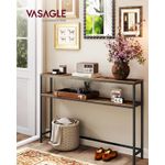 Casa si Gradina - Mobilier - Mese si birouri - Masute de cafea - Masa tip consola ingusta cu 2 rafturi, cadru metalic, stil industrial, 120x20x80 cm, maro rustic - Infinity.ro