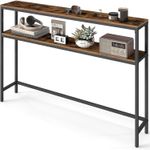 Casa si Gradina - Mobilier - Mese si birouri - Masute de cafea - Masa tip consola ingusta cu 2 rafturi, cadru metalic, stil industrial, 120x20x80 cm, maro rustic - Infinity.ro