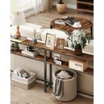 Casa si Gradina - Mobilier - Mese si birouri - Masute de cafea - Masa tip consola ingusta cu 2 rafturi, cadru metalic, stil industrial, 120x20x80 cm, maro rustic - Infinity.ro