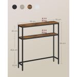 Casa si Gradina - Mobilier - Mese si birouri - Masute de cafea - Masa tip consola ingusta cu 2 rafturi, cadru metalic, stil industrial, 80x20x80 cm, maro rustic - Infinity.ro
