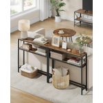 Casa si Gradina - Mobilier - Mese si birouri - Masute de cafea - Masa tip consola ingusta cu 2 rafturi, cadru metalic, stil industrial, 80x20x80 cm, maro rustic - Infinity.ro
