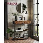 Casa si Gradina - Mobilier - Mese si birouri - Masute de cafea - Masa tip consola ingusta cu 2 sertare textile si 3 niveluri, cadru metalic, stil industrial, 76x24x80 cm, maro rustic - Infinity.ro