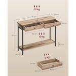 Casa si Gradina - Mobilier - Mese si birouri - Masute de cafea - Masa tip consola cu 2 sertare, blat aspect lemn si cadru metalic, stil industrial, 100x30x80 cm, maro camel - Infinity.ro