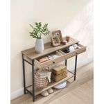Casa si Gradina - Mobilier - Mese si birouri - Masute de cafea - Masa tip consola cu 2 sertare, blat aspect lemn si cadru metalic, stil industrial, 100x30x80 cm, maro camel - Infinity.ro