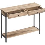 Casa si Gradina - Mobilier - Mese si birouri - Masute de cafea - Masa tip consola cu 2 sertare, blat aspect lemn si cadru metalic, stil industrial, 100x30x80 cm, maro camel - Infinity.ro