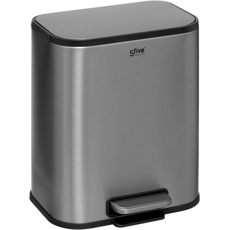 Casa si Gradina - Mobilier - Organizare si depozitare - Cosuri de gunoi - Cos de gunoi cu pedala din otel inoxidabil mat, 5L, galeata interioara detasabila, 24x20x29 cm, gri - Infinity.ro