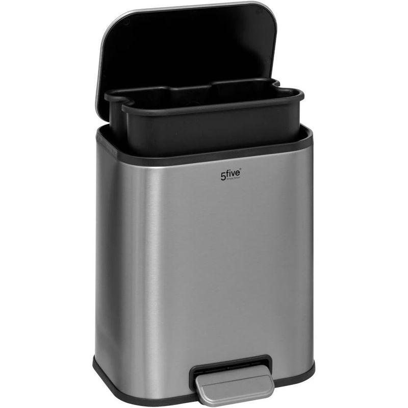Casa si Gradina - Mobilier - Organizare si depozitare - Cosuri de gunoi - Cos de gunoi cu pedala din otel inoxidabil mat, 5L, galeata interioara detasabila, 24x20x29 cm, gri - Infinity.ro