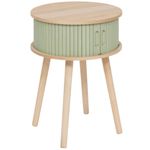 Casa si Gradina - Mobilier - Comode si corpuri - Noptiere - Noptiera rotunda Nysos cu 2 usi glisante si raft interior, 40x54 cm, verde - Infinity.ro
