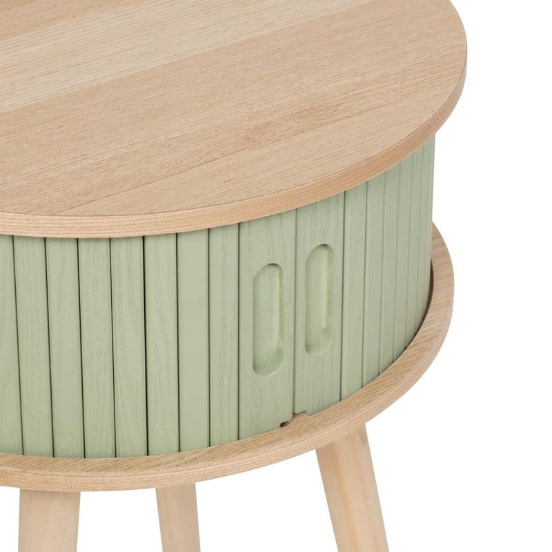 Casa si Gradina - Mobilier - Comode si corpuri - Noptiere - Noptiera rotunda Nysos cu 2 usi glisante si raft interior, 40x54 cm, verde - Infinity.ro
