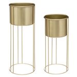 Casa si Gradina - Gradinarit si plante - Plante si ghivece - Ghivece si suporturi - Set ghivece metalice Le Collectionneur, suport inalt, 41 cm si 58 cm, auriu - Infinity.ro