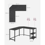 Casa si Gradina - Mobilier - Mese si birouri - Birouri - Birou de colt in forma L, cadru metalic, stil industrial, 138x138x76 cm, negru cu aspect lemnos - Infinity.ro