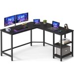 Casa si Gradina - Mobilier - Mese si birouri - Birouri - Birou de colt in forma L, cadru metalic, stil industrial, 138x138x76 cm, negru cu aspect lemnos - Infinity.ro