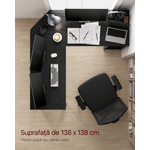 Casa si Gradina - Mobilier - Mese si birouri - Birouri - Birou de colt in forma L, cadru metalic, stil industrial, 138x138x76 cm, negru cu aspect lemnos - Infinity.ro
