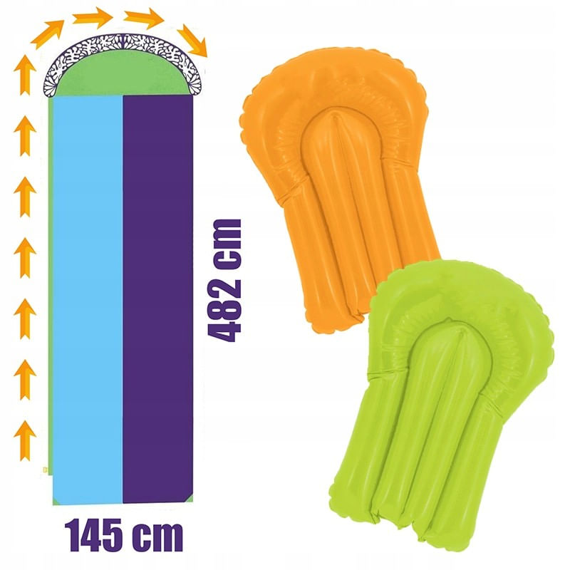 Petshop - Accesorii petshop - Jucarii animale - Jucarii educative - Tobogan de apa dublu cu fantana si 2 placi gonflabile incluse, 482x145 cm, multicolor - Infinity.ro