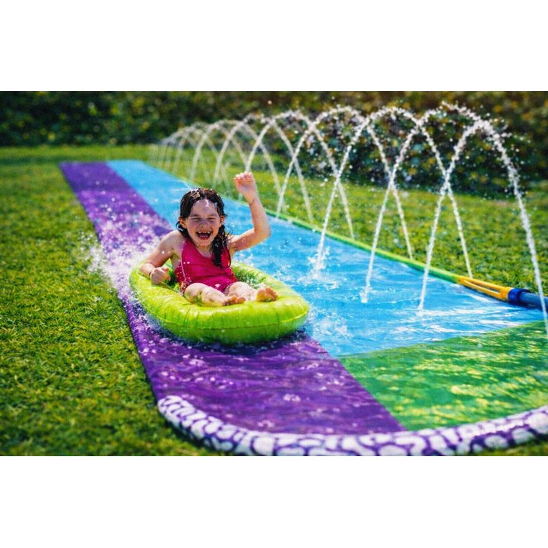 Petshop - Accesorii petshop - Jucarii animale - Jucarii educative - Tobogan de apa dublu cu fantana si 2 placi gonflabile incluse, 482x145 cm, multicolor - Infinity.ro