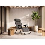 Casa si Gradina - Gradina si terasa - Mobilier exterior - Scaune si sezlonguri gradina - Sezlong pliabil pentru gradina cu tetiera, cadru metalic, suport pahare, maxim 120 kg, 174x65x112 cm, gri - Infinity.ro