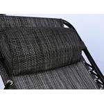 Casa si Gradina - Gradina si terasa - Mobilier exterior - Scaune si sezlonguri gradina - Sezlong pliabil pentru gradina cu tetiera, cadru metalic, suport pahare, maxim 120 kg, 174x65x112 cm, gri - Infinity.ro
