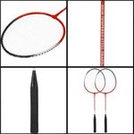 Petshop - Accesorii petshop - Jucarii animale - Jucarii educative - Set badminton 9 piese, 2 rachete metalice, 6 fluturasi si husa, 66 cm, multicolor - Infinity.ro
