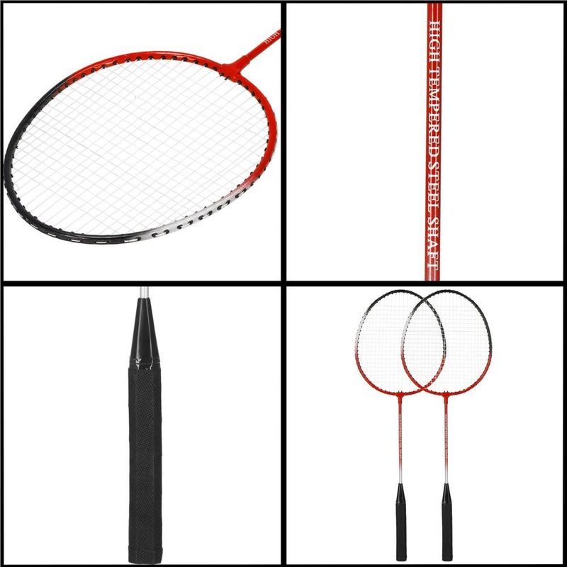 Petshop - Accesorii petshop - Jucarii animale - Jucarii educative - Set badminton 9 piese, 2 rachete metalice, 6 fluturasi si husa, 66 cm, multicolor - Infinity.ro